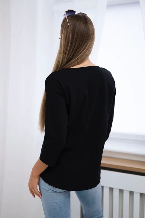 Bluzka z grafiką flamingów 3D czarna