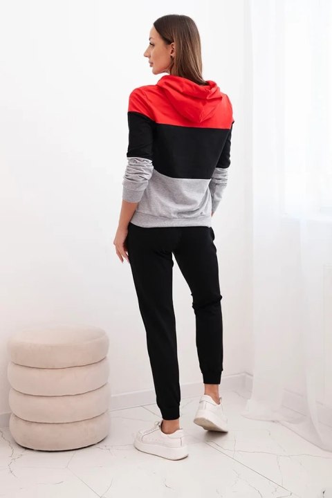 Komplet z nadrukiem Yourself czerwony+czarny