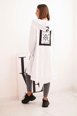 Narzutka z kapturem oversize biała