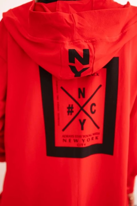 Narzutka z kapturem oversize czerwona