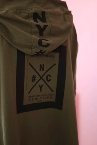 Narzutka z kapturem oversize khaki