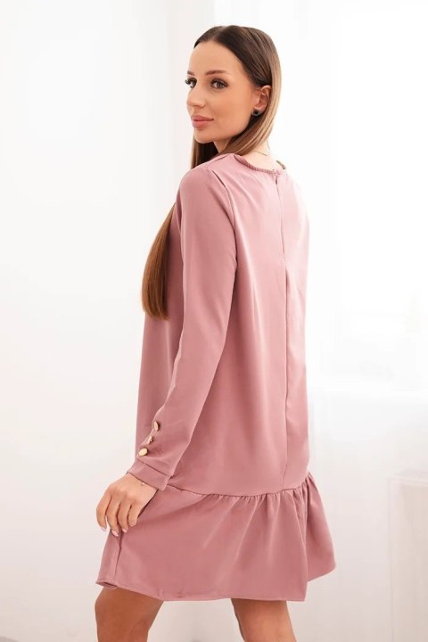 Sukienka z falbaną ciemny róż