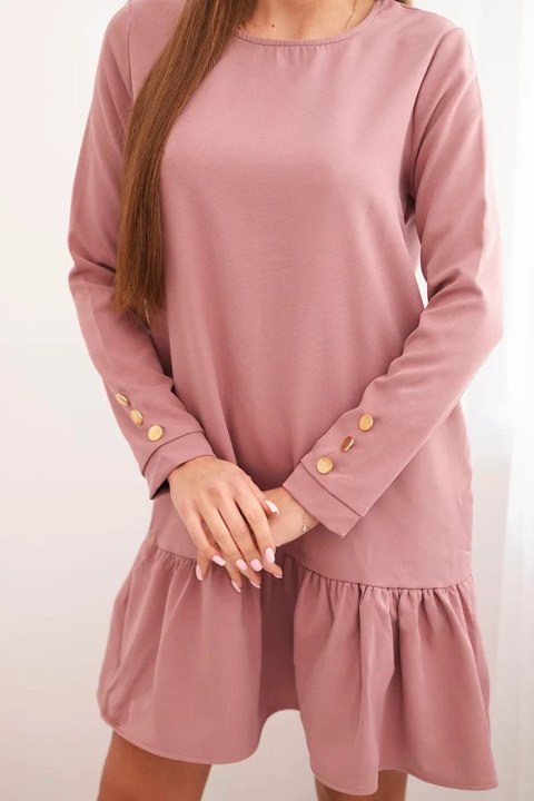 Sukienka z falbaną ciemny róż