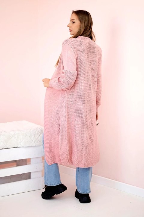 Sweter długi kardigan pudrowy róż