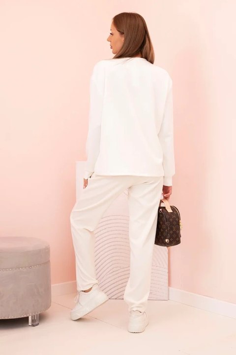 Komplet damska masełkowy bluza i spodnie z gumką ecru