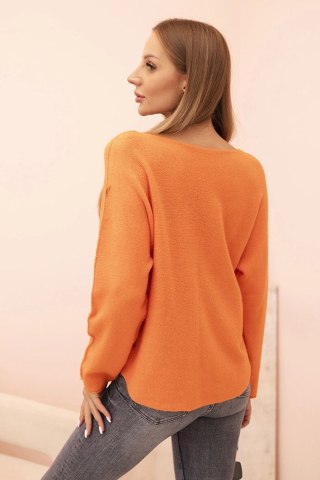 Sweter damska z wiskozą z dekoltem w serek pomarańczowy
