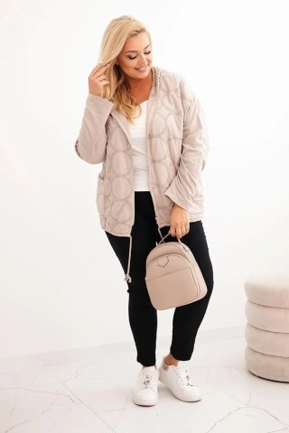 Bluza damska Plus Size bawełniana rozpinana na zamek beżowa