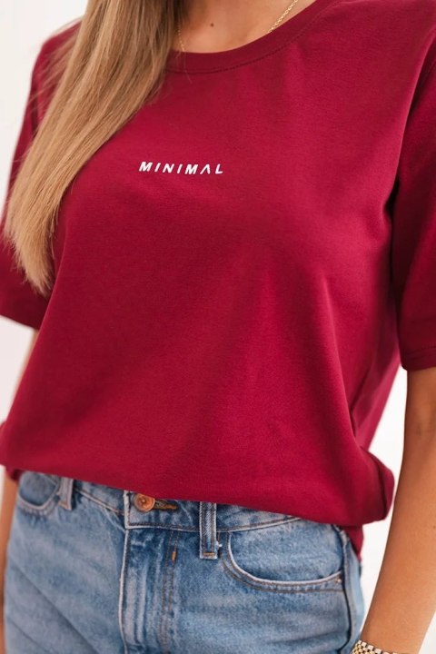 Bluzka damska bawełniana z nadrukiem Minimal bordowa