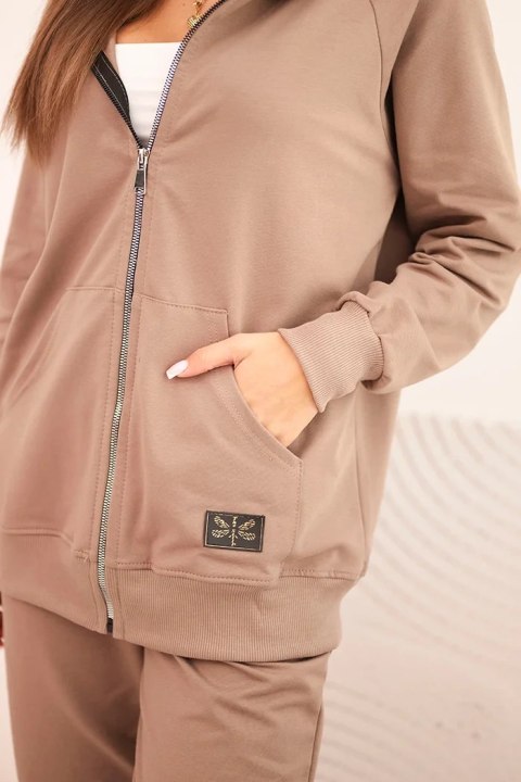 Komplet damski bawełniany z kapturem i zamkiem fango