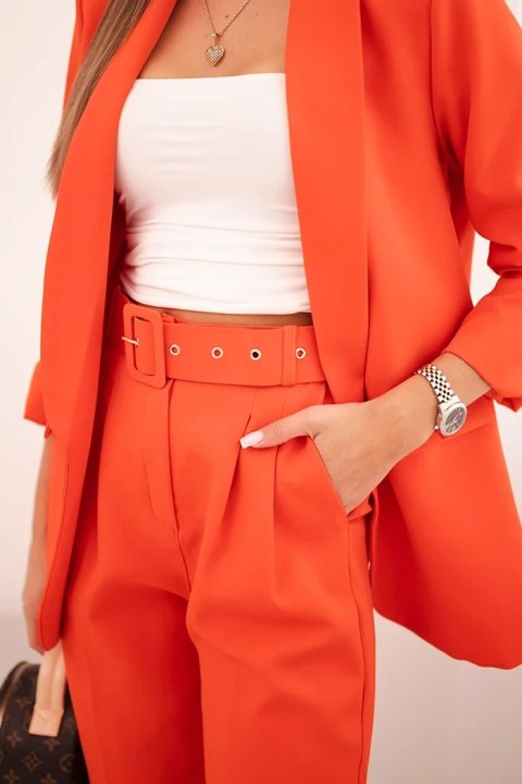 Komplet elegancki marynarki ze spodniami pomarańczowy