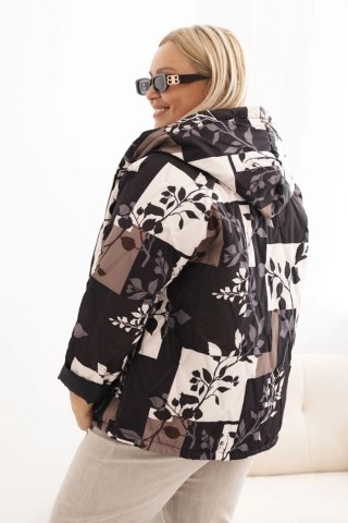 Kurtka damska Plus Size z kapturem i wydłużonym tyłem czarna