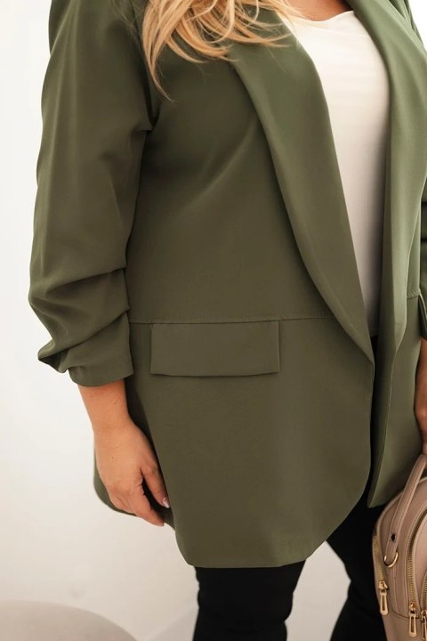 Marynarka damska Plus Size elegancka khaki