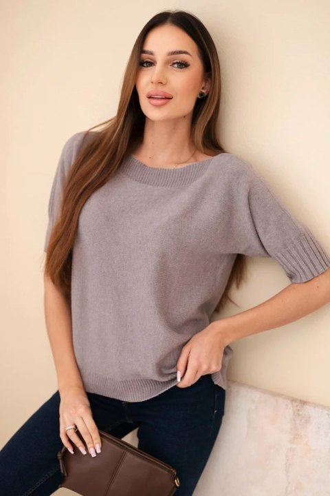 Sweter damski z wiskozy z krótkim rękawem cappuccino