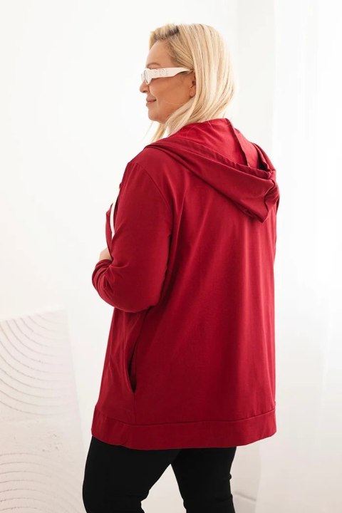 Bluza damska Plus Size bawełniana z kapturem i dużą literą H bordowa