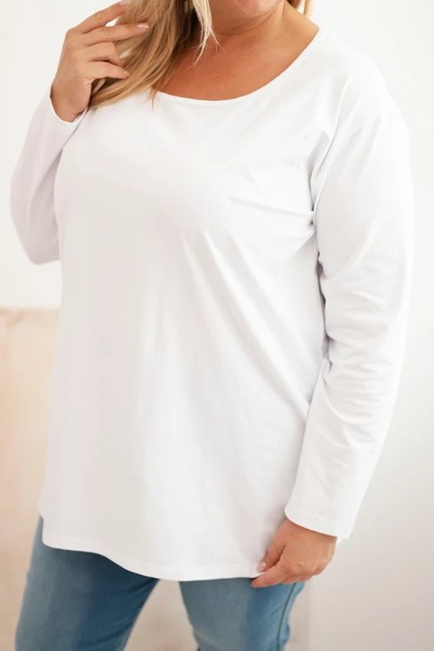 Bluzka damska Plus Size z dekoltem w łódkę biała