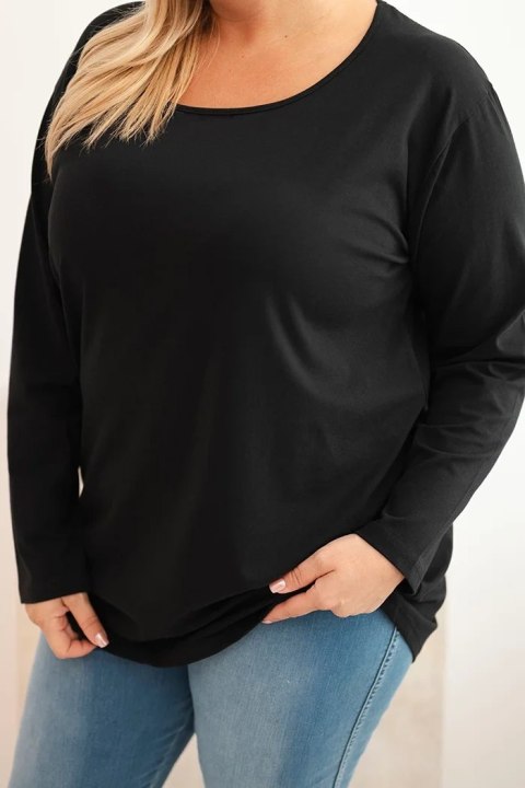 Bluzka damska Plus Size z dekoltem w łódkę czarna