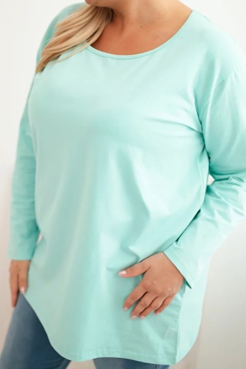 Bluzka damska Plus Size z dekoltem w łódkę miętowa