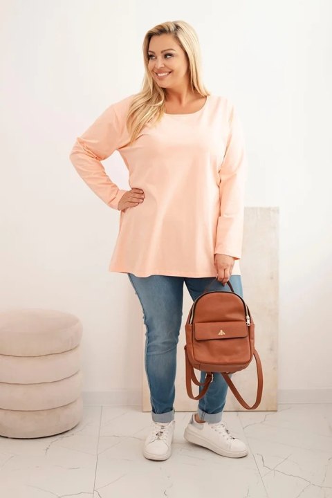 Bluzka damska Plus Size z dekoltem w łódkę morelowa