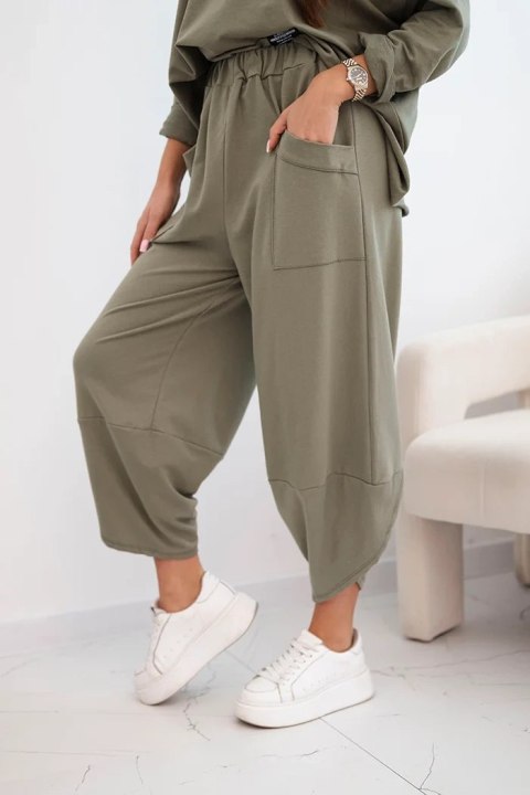 Komplet bawełniany bluza + spodnie jasny khaki