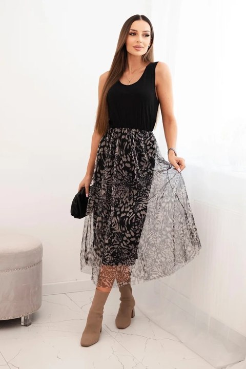 Komplet damski z wełnianym swetrem i wiskozową sukienką czarny