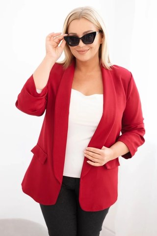 Marynarka damska Plus Size bez zapięcia z podszewką XL/2XL bordowa