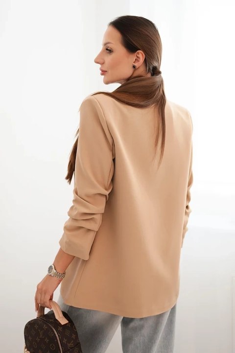 Marynarka z klapami elegancka camelowa