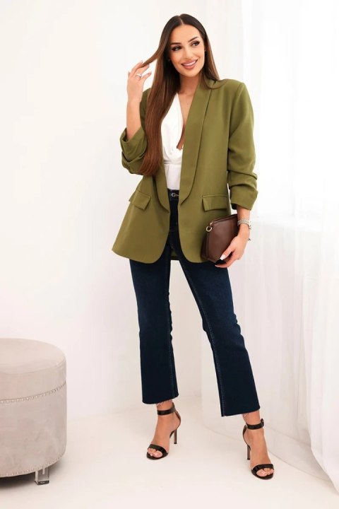 Marynarka z klapami elegancka oliwkowa