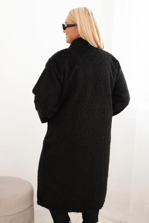 Płaszcz damski Plus Size z wiskozy bez zapięcia z kieszeniami czarny