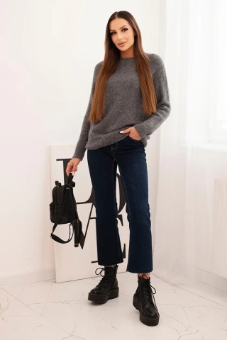 Sweter damski z baby alpaki z długim rękawem szary