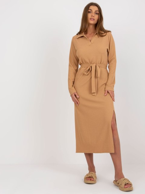 Sukienka LK-SK-509227.83P camelowy L/XL