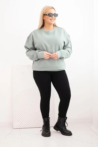 Bluza damska pętelkowa Plus Size bawełniana basic z okrągłym dekoltem ciemno miętowa