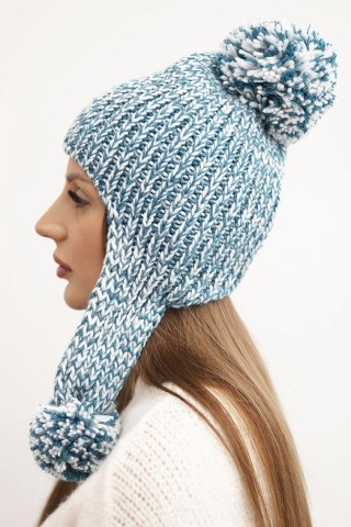 Czapka damska uszatka Emma K343 turkusowa