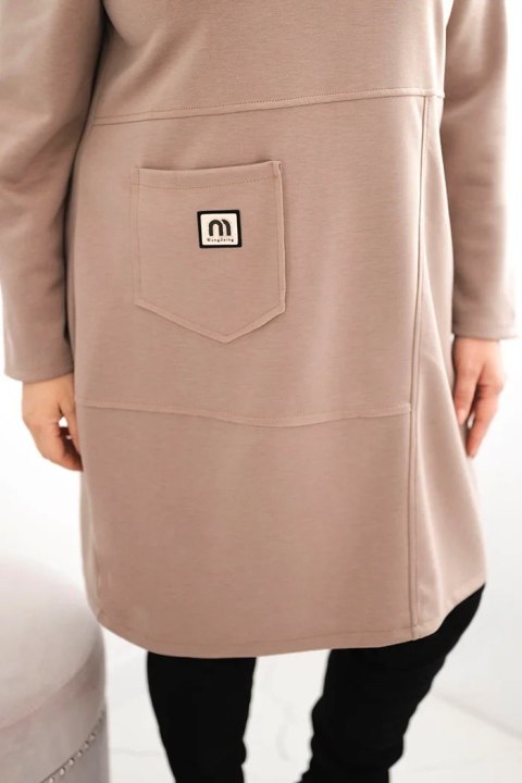Sukienka damska Plus Size masełko z kieszenią i rękawem 3/4 camelowy