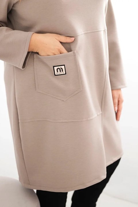 Sukienka damska Plus Size masełko z kieszenią i rękawem 3/4 fango