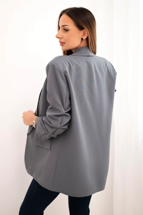 Marynarka z klapami elegancka ciemno szara