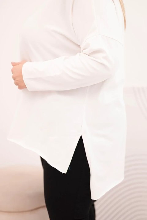 Bluzka damska Plus Size asymetryczna z długim rękawem biała