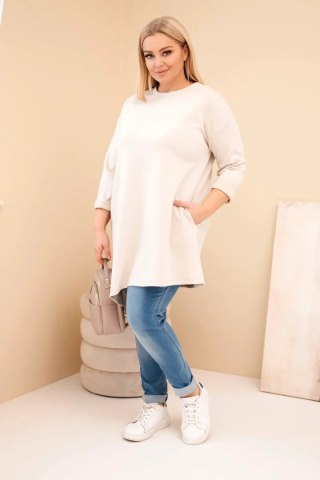 Sukienka damska Plus Size z wiskozy z luźnym fasonem i długim rękawem beżowa