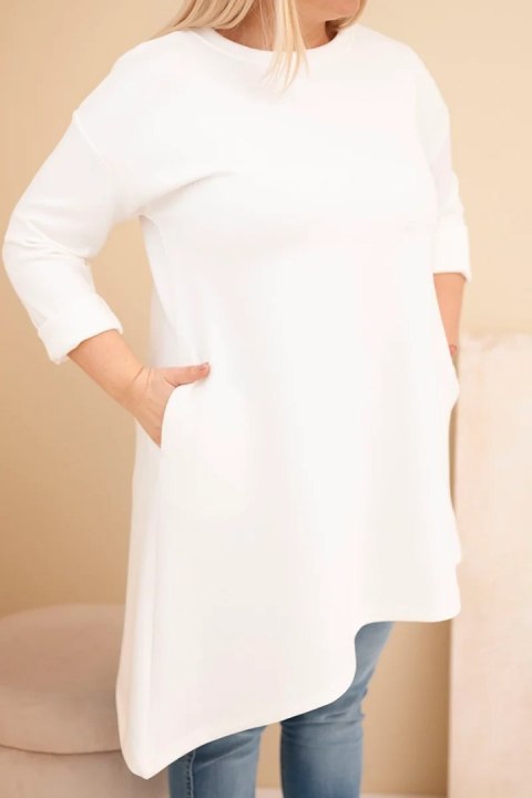 Sukienka damska Plus Size z wiskozy z luźnym fasonem i długim rękawem ecru