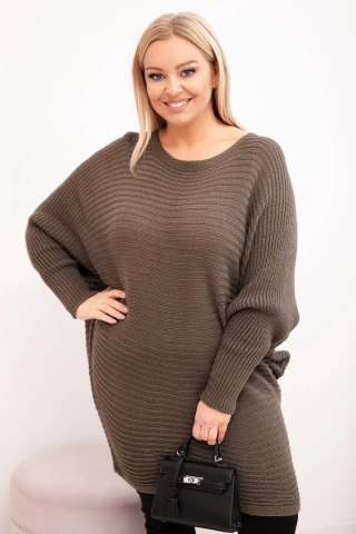 Sweter damski Plus Size z moherem ponczo mocca