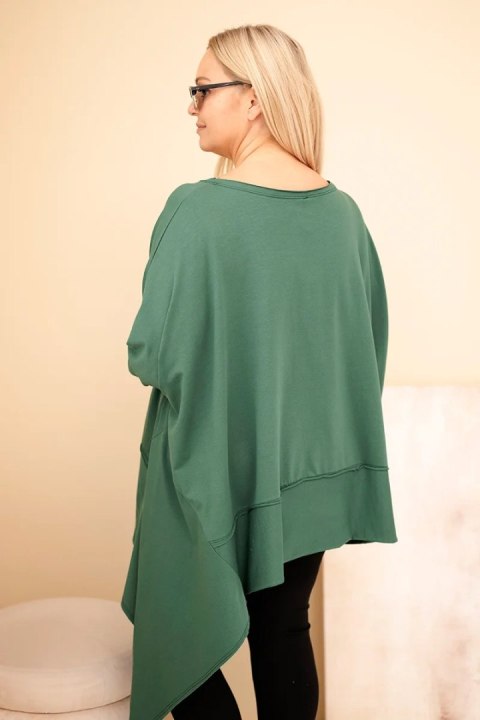 Tunika damska Plus Size z bawełny z asymetrycznym dołem ciemno zielona