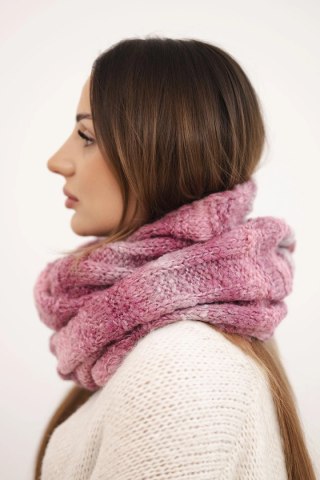 Komin damski wełniany melanżowy miękki otulacz na zimę KN20 ciemny różowy