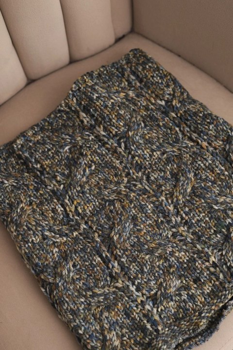 Komin damski wełniany miękki zimowy KN25 jeansowy+khaki