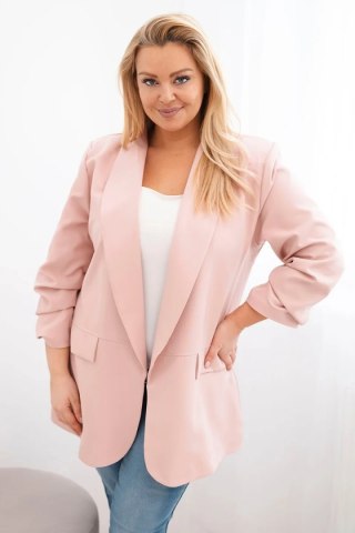 Marynarka damska Plus Size elegancka ciemny pudrowy róż