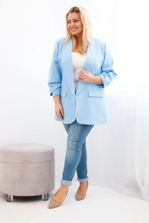 Marynarka damska Plus Size elegancka niebieska