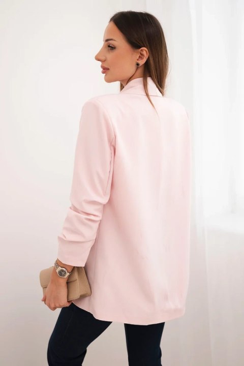 Marynarka z klapami elegancka pudrowy róż