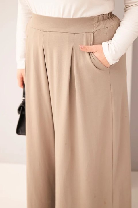 Spodnie damskie bawełniane Plus Size o szerokiej nogawce i luźnym kroju fango