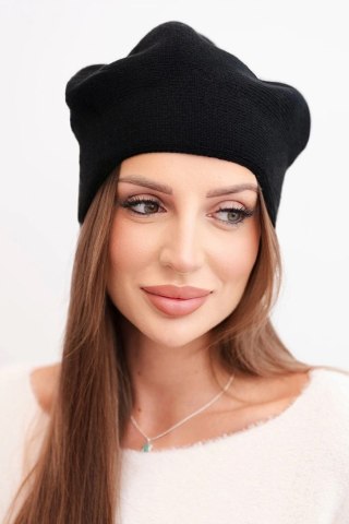 Czapka damska wełniana klasyczna gładka beanie K420 czarna