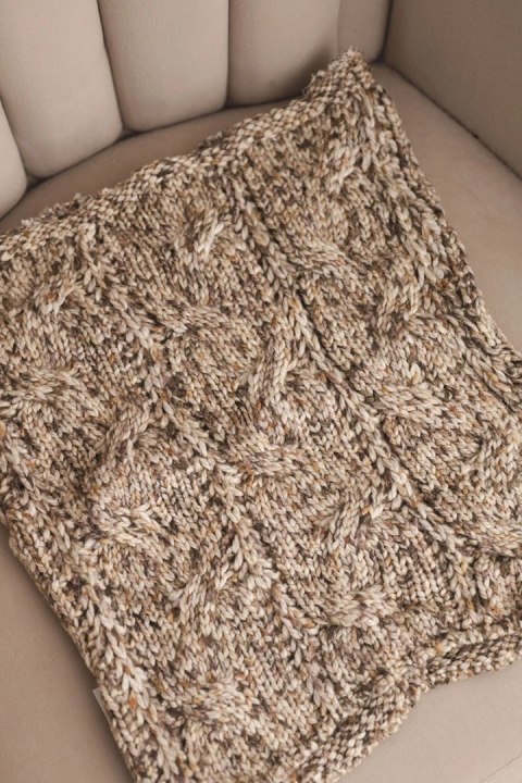 Komin damski wełniany miękki zimowy KN25 ciemno beżowy