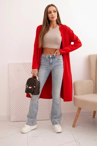 Narzutka damska bawełniana z długim rękawem czerwona