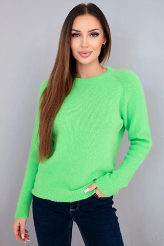 Sweter damski z baby alpaki z długim rękawem zielony neon